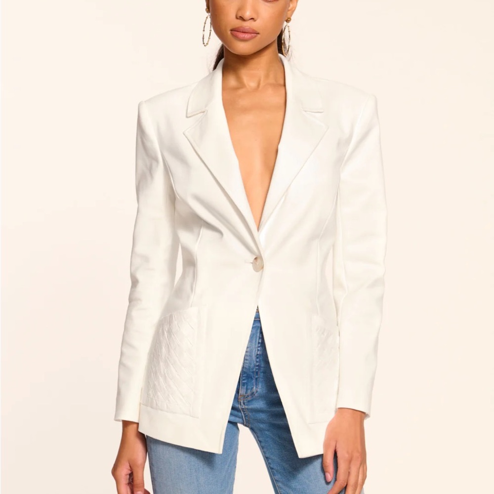Ramy Brook White Tailored Blazer with Notched Lapels